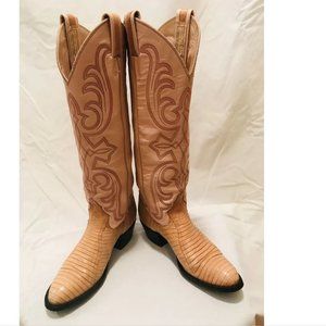 Women's Vintage Larry Mahan Pink Lizard Cowboy Boots